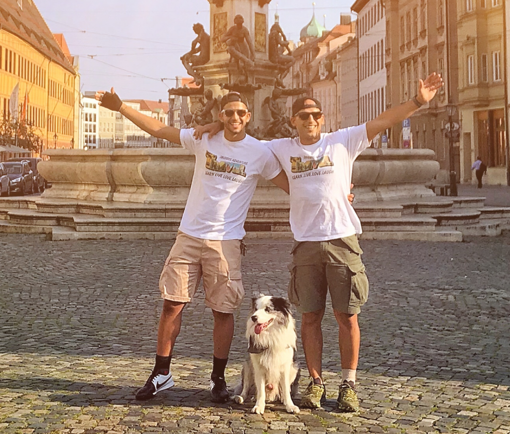 two brothers and their dog