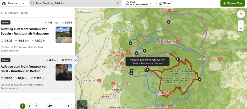 In rot dargestellt ist meine Route über die Klamm und Sault